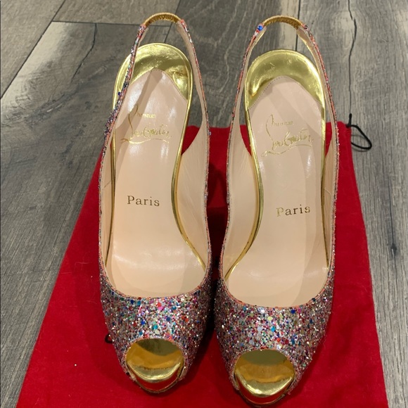 Christian Louboutin gold glitter no prive heels - Picture 8 of 8